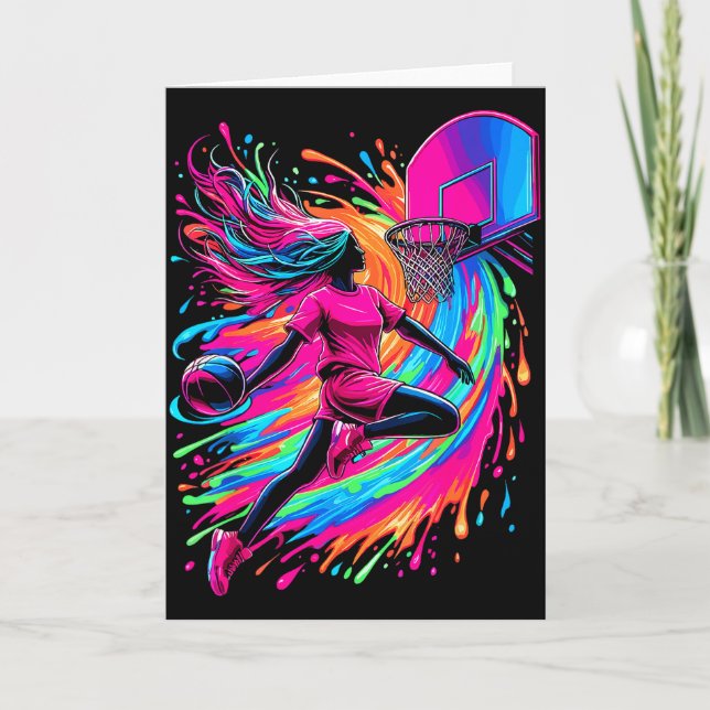 Carte Fille de basketball Coloré  (Devant)