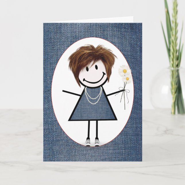 Carte Fille de bâtonnets d'anniversaire avec des marguer (Devant)