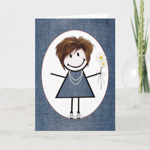 Carte Fille de bâtonnets d'anniversaire avec des marguer