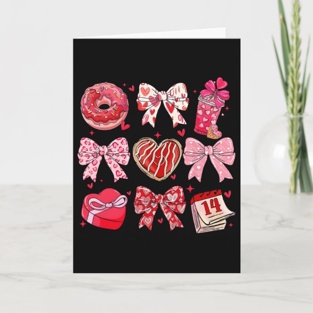 Carte Fille de bonbon de donut de chocolat d'arc coquett (Devant)