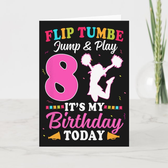 Carte Fille de cheerleading 8e anniversaire 8 ans Cheerl (Devant)
