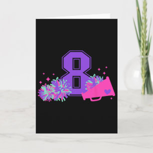 Carte Fille de cheerleading pour 8e anniversaire âgée de