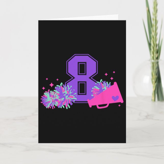 Carte Fille de cheerleading pour 8e anniversaire âgée de (Devant)