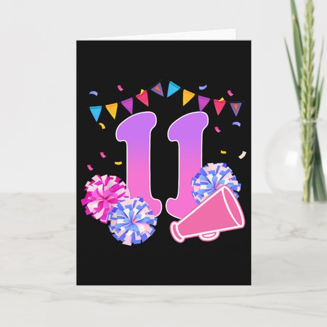 Carte Fille de cheerleading pour son 11e anniversaire  (Devant)
