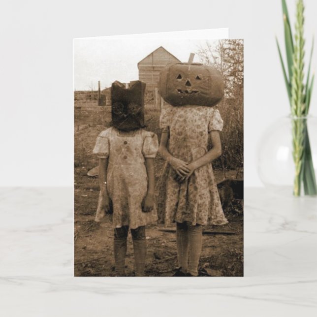 Carte Fille de citrouille avec le sac noir (Devant)