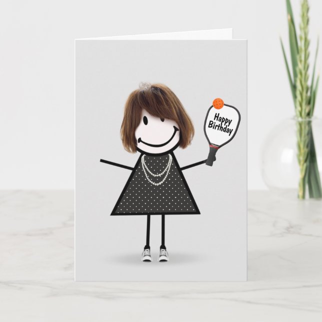 Carte Fille de dessin animé bâton d'anniversaire de pick (Devant)