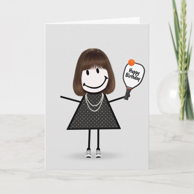 Carte Fille de dessin animé bâton d'anniversaire pour pi (Devant)