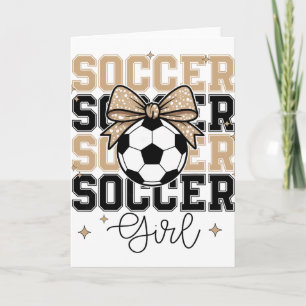 Carte Fille de foot Groovy Coquette Bow Football Sports