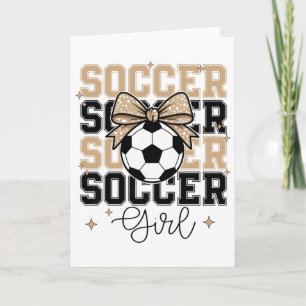Carte Fille de foot groovy Coquette Bow Football Sports