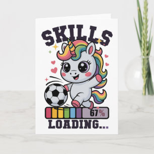 Carte Fille de football mignonne Licorne 67 Compétences