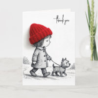 Fille de garde d'animaux Merci en promenant son ch