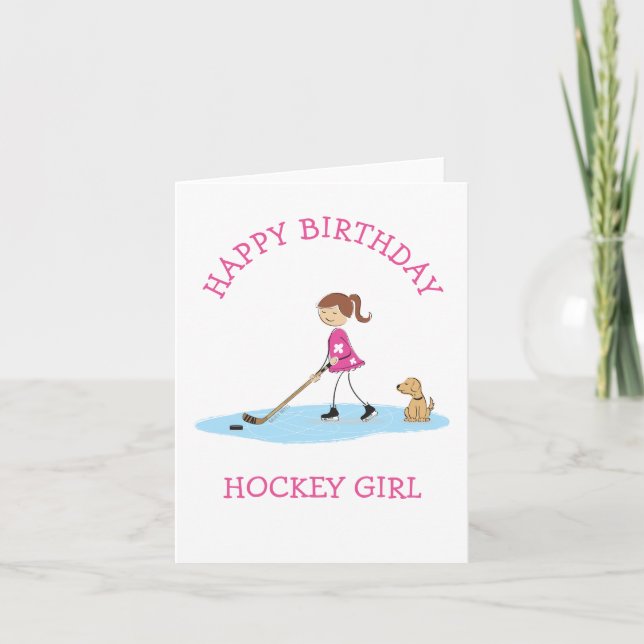 Carte Fille de hockey personnalisée Cartoon Joyeux Anniv (Devant)