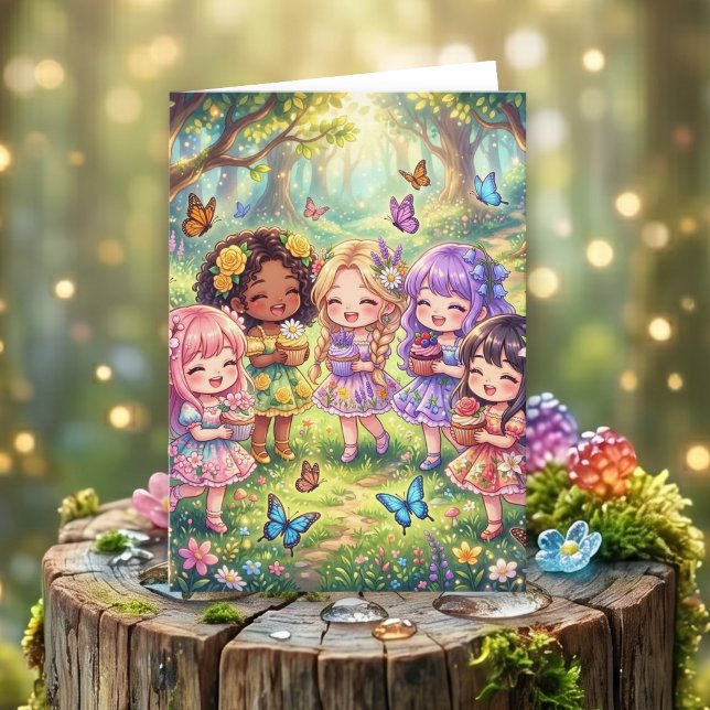 Carte Fille de la Fôret Enchantée Fête d'anniversaire |  (Créateur téléchargé)