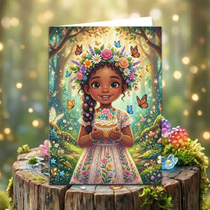 Carte Fille de la forêt enchantée pour son anniversaire 