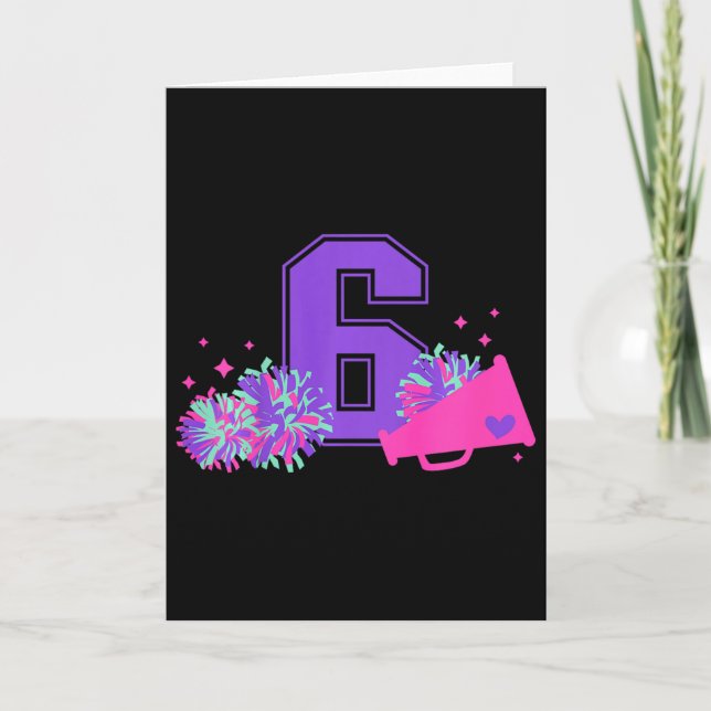 Carte Fille de la joie d'anniversaire 6 Six ans Cheerlea (Devant)