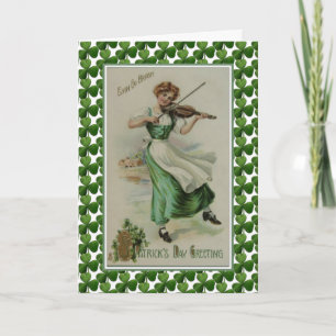 Carte Fille de la Saint-Patrick jouant du violon