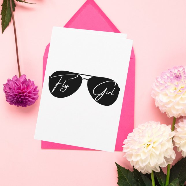 Carte Fille de l'air, Lunettes de soleil Aviateur,Script (Créateur téléchargé)