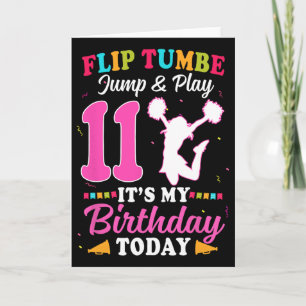 Carte Fille de pom-pom girl pour 11e anniversaire 11 ans