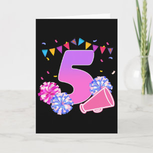 Carte Fille de pom-pom girls pour anniversaire de 5 ans