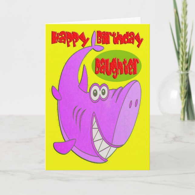 Carte Fille de Requin Rose Anniversaire (Devant)