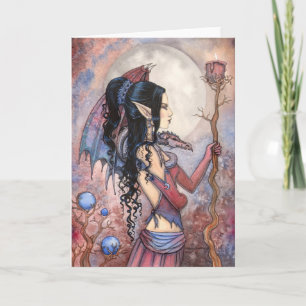 Carte Fille Dragon Gothique Fantastique Art par Molly Ha