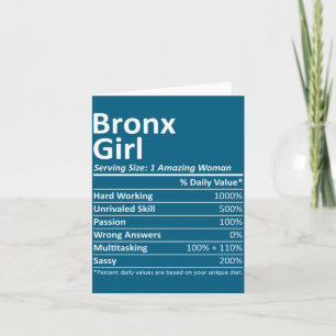 Carte Fille du Bronx Ny New York Ville Drôle Maison Raci
