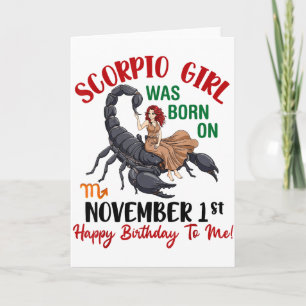 Carte Fille du Scorpion née le 1er novembre Joyeux Anniv