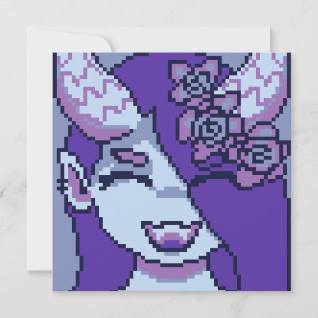 Carte Fille effrayante Purple pixelart, Pixel Art  (Devant)