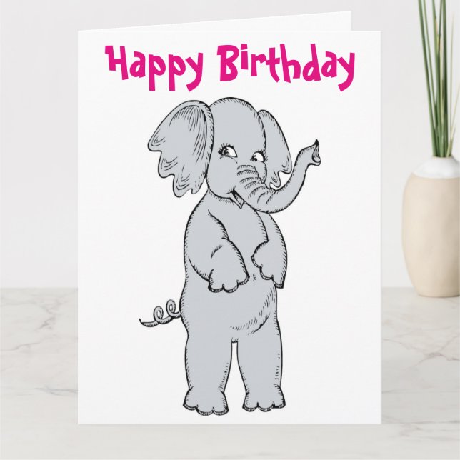 CARTE FILLE ÉLÉPHANT "JOYEUX ANNIVERSAIRE" (Devant)