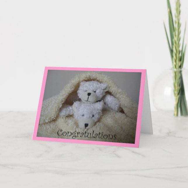 Carte fille empilée jumeaux félicitations (Devant)