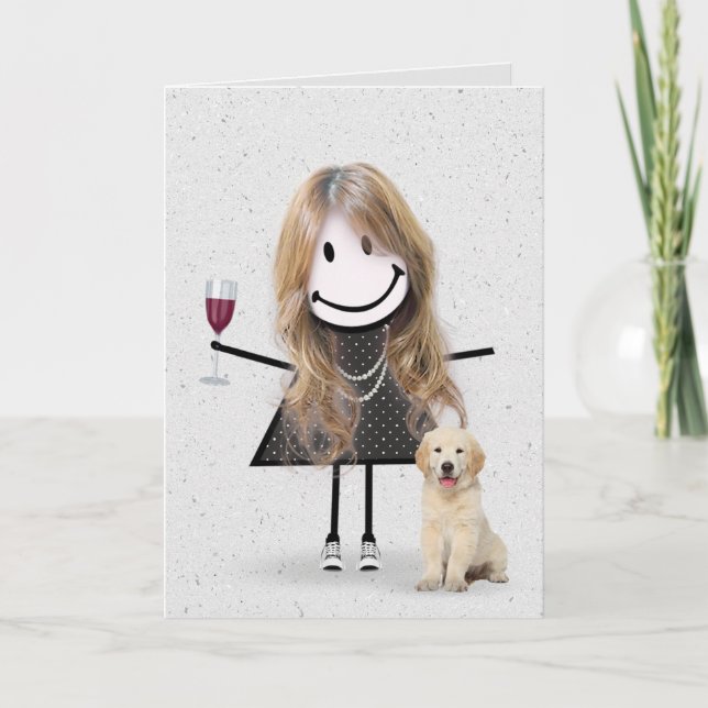 Carte Fille en bâtonnets d'anniversaire avec Retriever d (Devant)