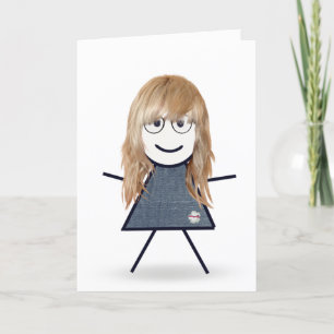 Carte Fille en bonhomme allumette pour l'anniversaire de