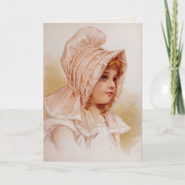 Carte Fille en Bonnet Rose (Devant)