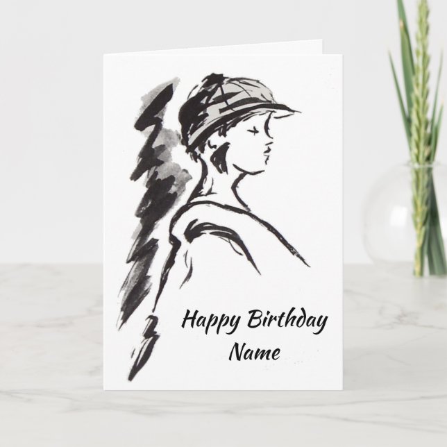 Carte Fille en Casquette Anniversaire (Devant)
