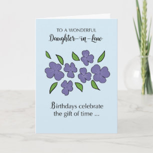 Carte Fille en droit Anniversaire avec Fleurs violettes