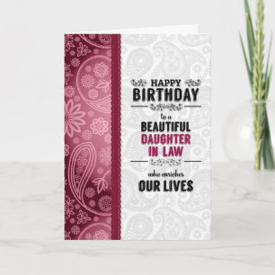 Carte Fille en droit Anniversaire Coeurs roses et Paisle