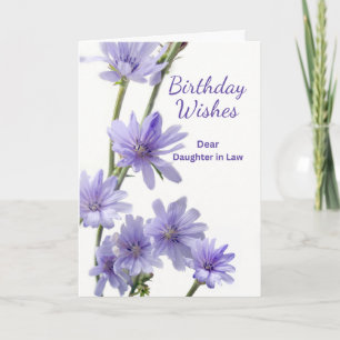 Carte Fille en droit Fleurs chicorées d'anniversaire