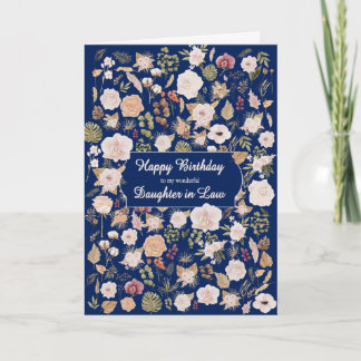Carte Fille en droit Fleurs éparses d'anniversaire