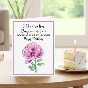 Carte Fille en droit Joyeux Août Anniversaire Pavot pour
