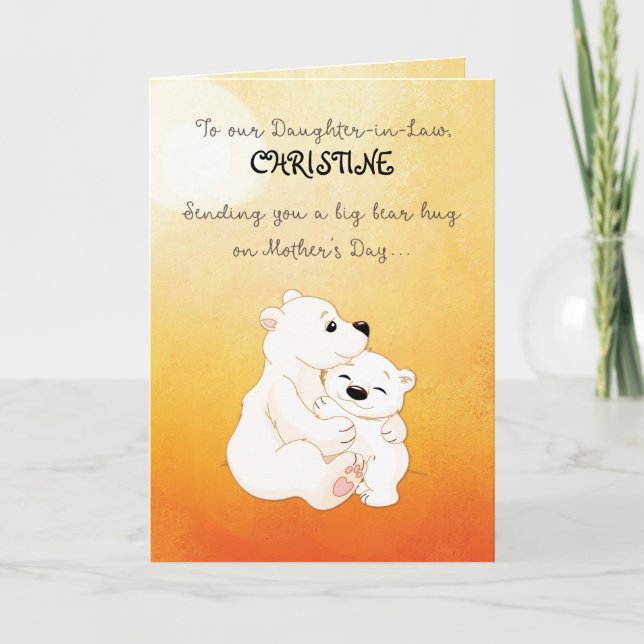 Carte Fille en droit Nom personnalisé Fête des mères Our (Devant)