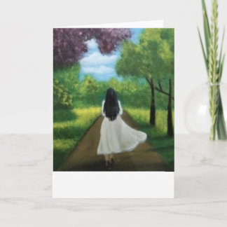 Carte Fille en robe blanche