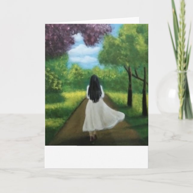 Carte Fille en robe blanche (Devant)