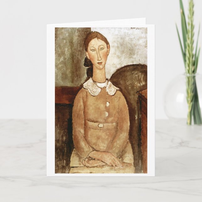 Carte Fille en robe jaune, Modigliani (Devant)
