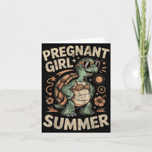 Carte Fille enceinte été tortue drôle vacances à la plag