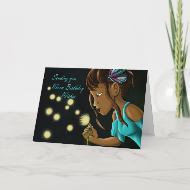 Carte Fille et Dandelion afro-américains (Devant)