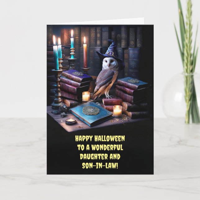 Carte Fille et fils en droit Cute Happy Halloween Owl (Devant)