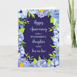 Carte Fille et Fils Floral en Droit Anniversaire Mariage