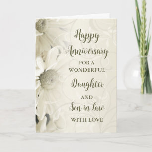 Carte Fille et Fils Floral en Droit Anniversaire Mariage
