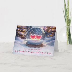 Carte Fille et gendre Cœurs de Noël dans la neige
