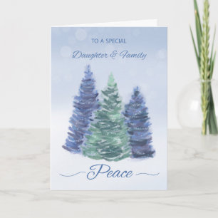 Carte Fille et vacances en famille Paix Arbres À feuilla